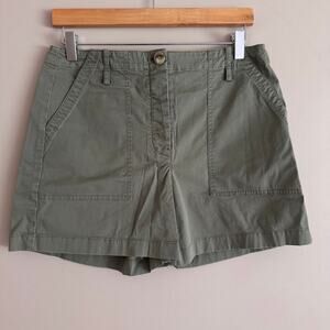 Theory Green Cargo Cotton Shorts Size 10